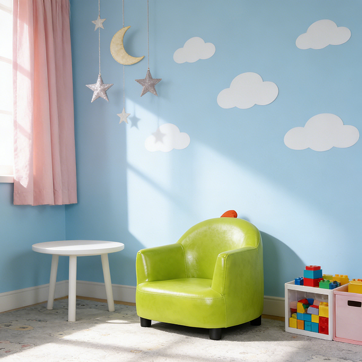 Fauteuil d'appoint pour enfants contemporain en cuir PU et bois massif, en forme de dinosaure, avec dossier et accoudoirs, pour salon 