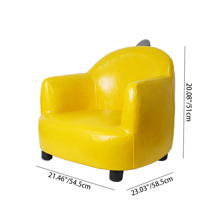 Fauteuil d'appoint pour enfants contemporain en cuir PU et bois massif, en forme de dinosaure, avec dossier et accoudoirs, pour salon 