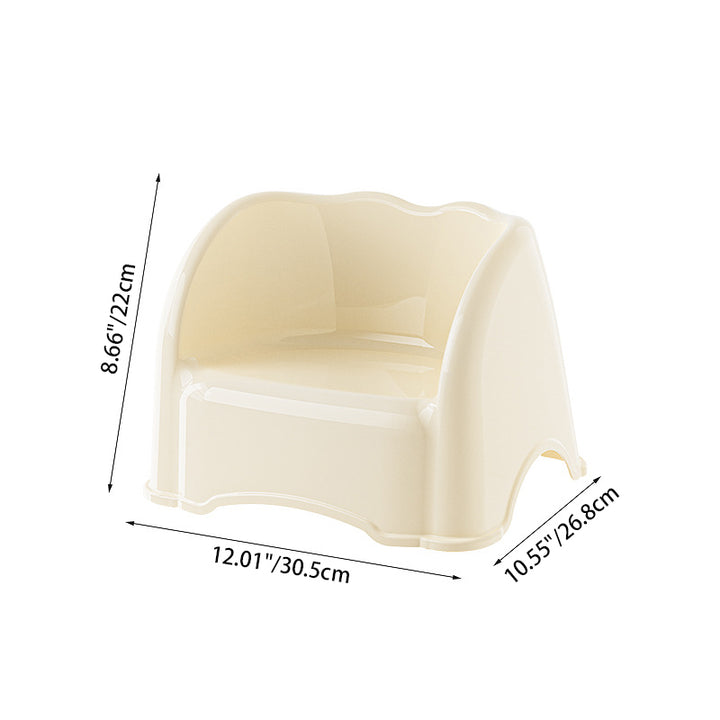 Moderno taburete bajo infantil minimalista curvado de PET con respaldo y reposabrazos para sala de estar 