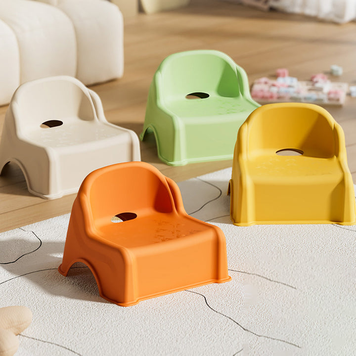 Tabouret bas courbé pour enfants, minimaliste moderne, en PP et PVC, sans dossier ni accoudoirs, pour salon 