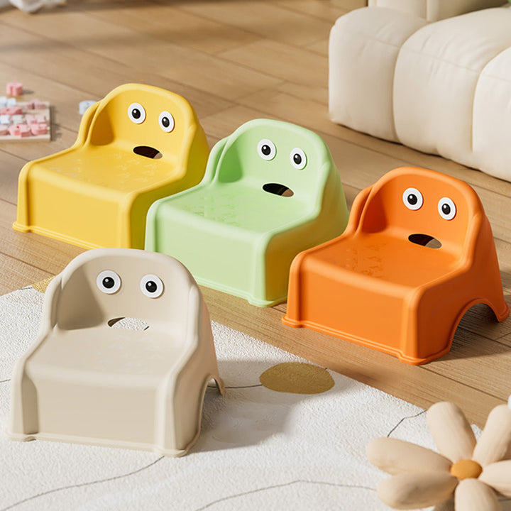 Tabouret bas courbé pour enfants, minimaliste moderne, en PP et PVC, sans dossier ni accoudoirs, pour salon 