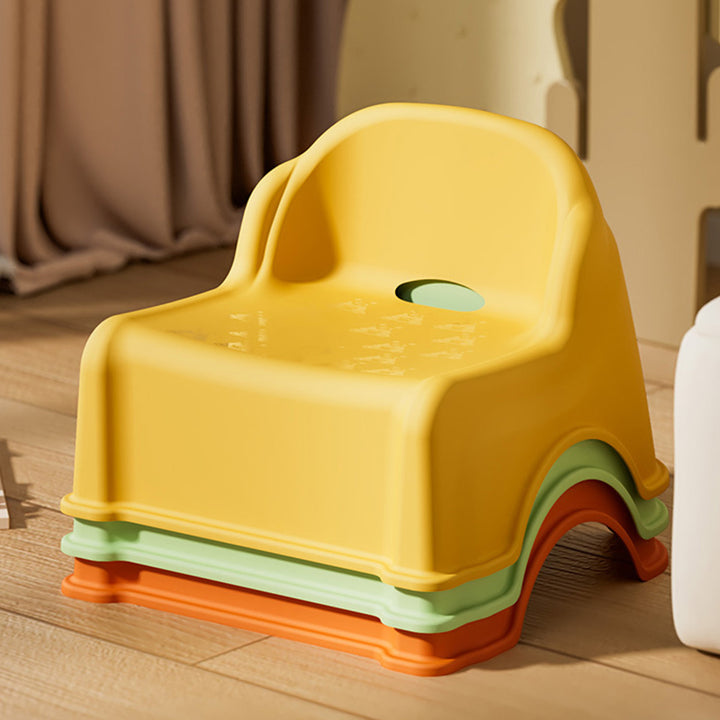 Tabouret bas courbé pour enfants, minimaliste moderne, en PP et PVC, sans dossier ni accoudoirs, pour salon 