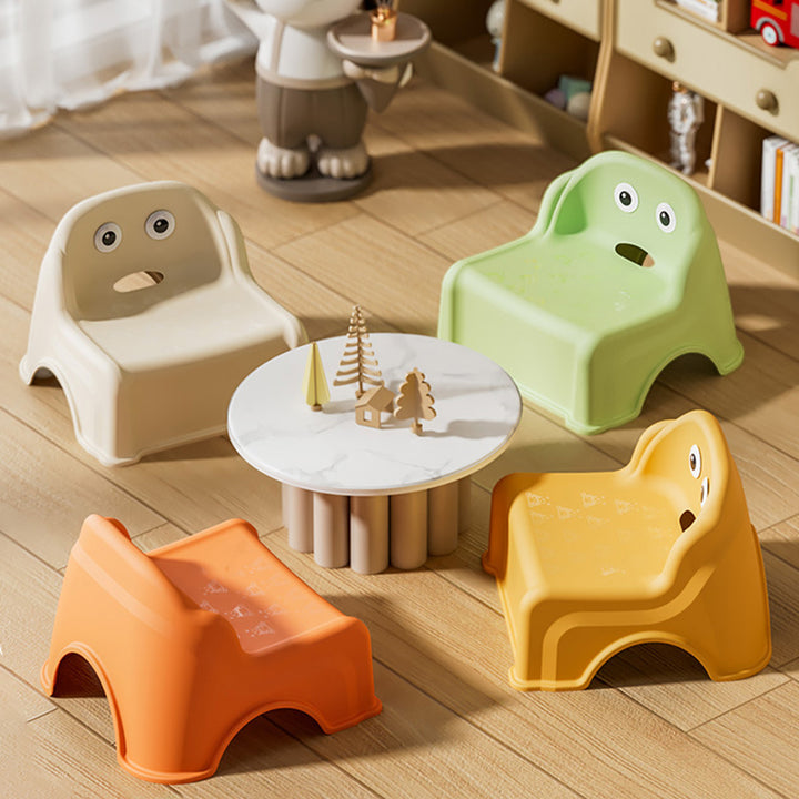 Tabouret bas courbé pour enfants, minimaliste moderne, en PP et PVC, sans dossier ni accoudoirs, pour salon 