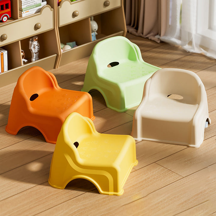 Tabouret bas courbé pour enfants, minimaliste moderne, en PP et PVC, sans dossier ni accoudoirs, pour salon 
