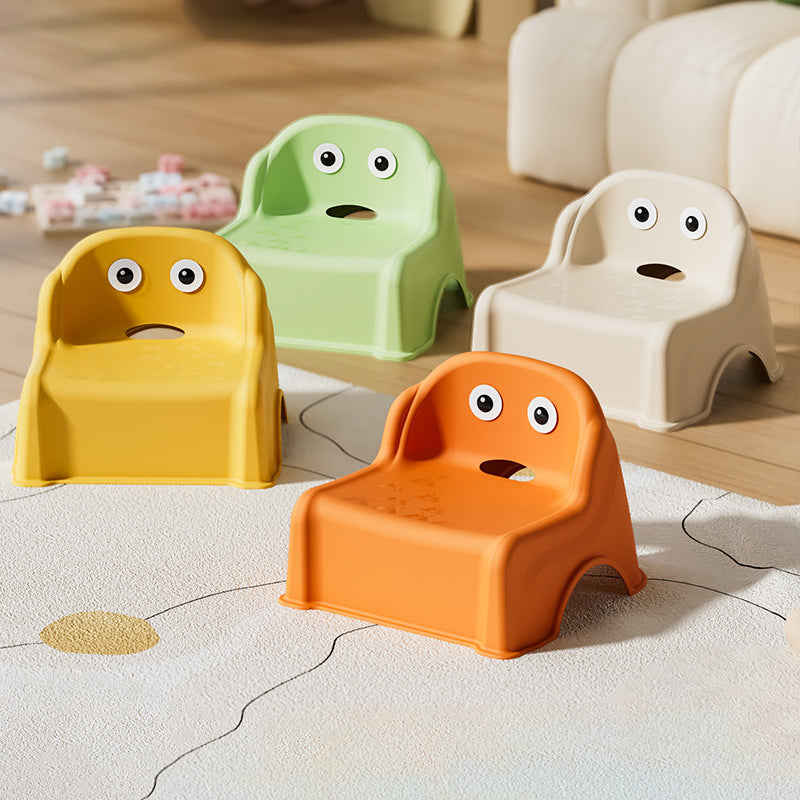 Tabouret bas courbé pour enfants, minimaliste moderne, en PP et PVC, sans dossier ni accoudoirs, pour salon 