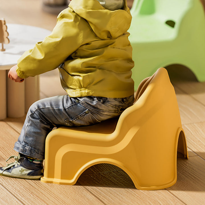 Tabouret bas courbé pour enfants, minimaliste moderne, en PP et PVC, sans dossier ni accoudoirs, pour salon 