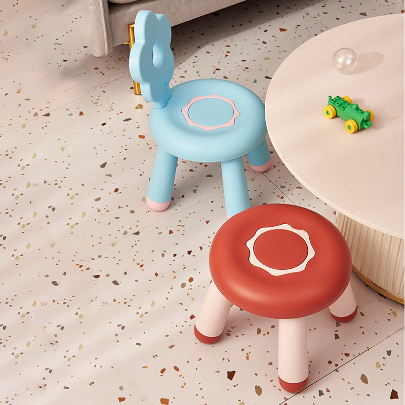 Tabouret bas contemporain en PP en forme de fleur pour enfants créatifs, sans dossier ni accoudoirs, pour salon 