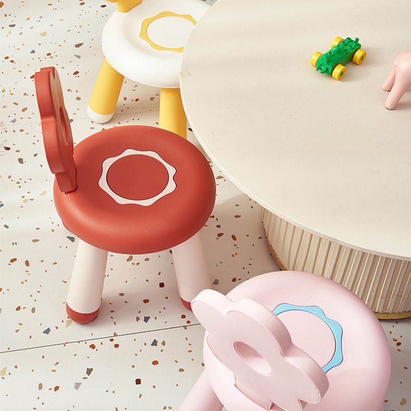 Tabouret bas contemporain en PP en forme de fleur pour enfants créatifs, sans dossier ni accoudoirs, pour salon 