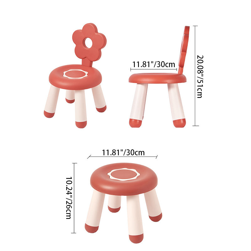 Tabouret bas contemporain en PP en forme de fleur pour enfants créatifs, sans dossier ni accoudoirs, pour salon 