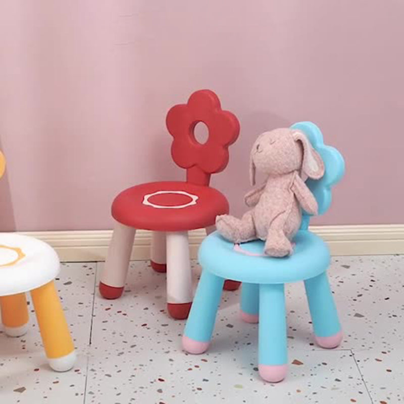 Tabouret bas contemporain en PP en forme de fleur pour enfants créatifs, sans dossier ni accoudoirs, pour salon 