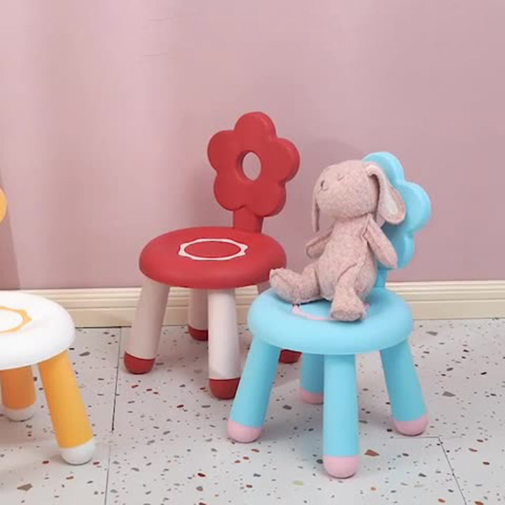 Tabouret bas contemporain en PP en forme de fleur pour enfants créatifs, sans dossier ni accoudoirs, pour salon 