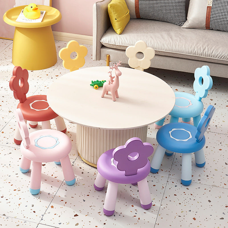 Tabouret bas contemporain en PP en forme de fleur pour enfants créatifs, sans dossier ni accoudoirs, pour salon 