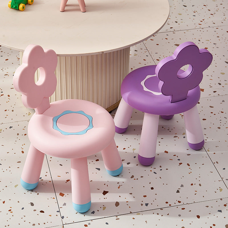 Tabouret bas contemporain en PP en forme de fleur pour enfants créatifs, sans dossier ni accoudoirs, pour salon 