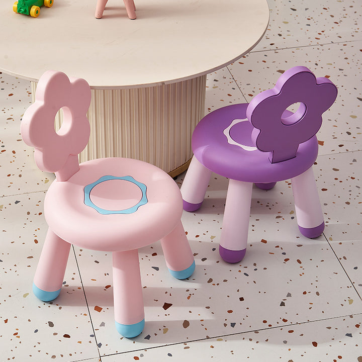 Tabouret bas contemporain en PP en forme de fleur pour enfants créatifs, sans dossier ni accoudoirs, pour salon 