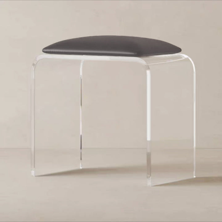 Modern Minimalist Rectangular Acrylic Faux Leather Vanity Stool For Bedroom