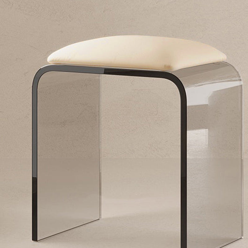 Modern Minimalist Rectangular Acrylic Faux Leather Vanity Stool For Bedroom