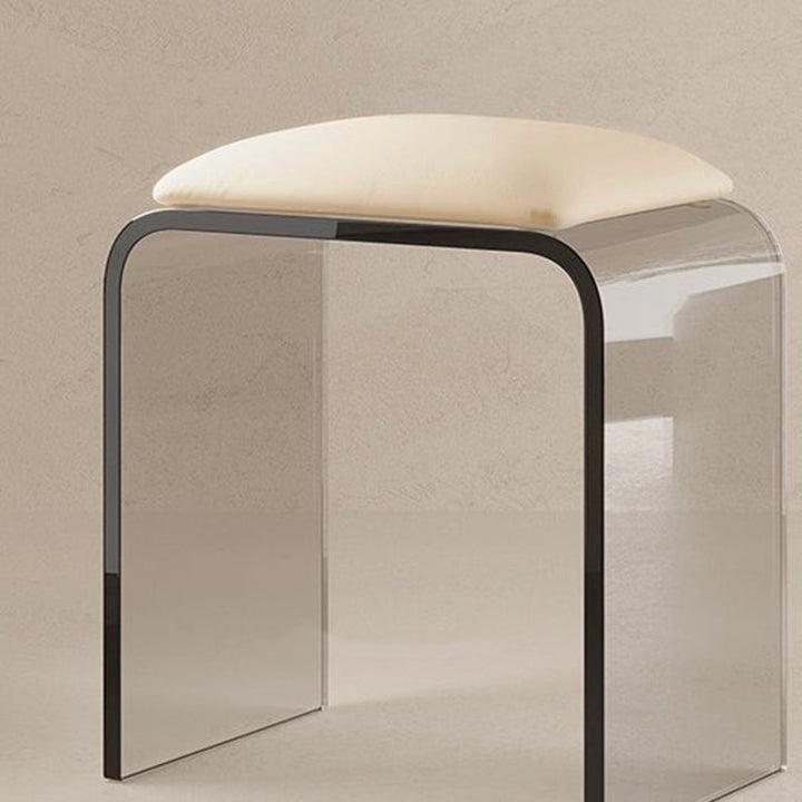 Modern Minimalist Rectangular Acrylic Faux Leather Vanity Stool For Bedroom