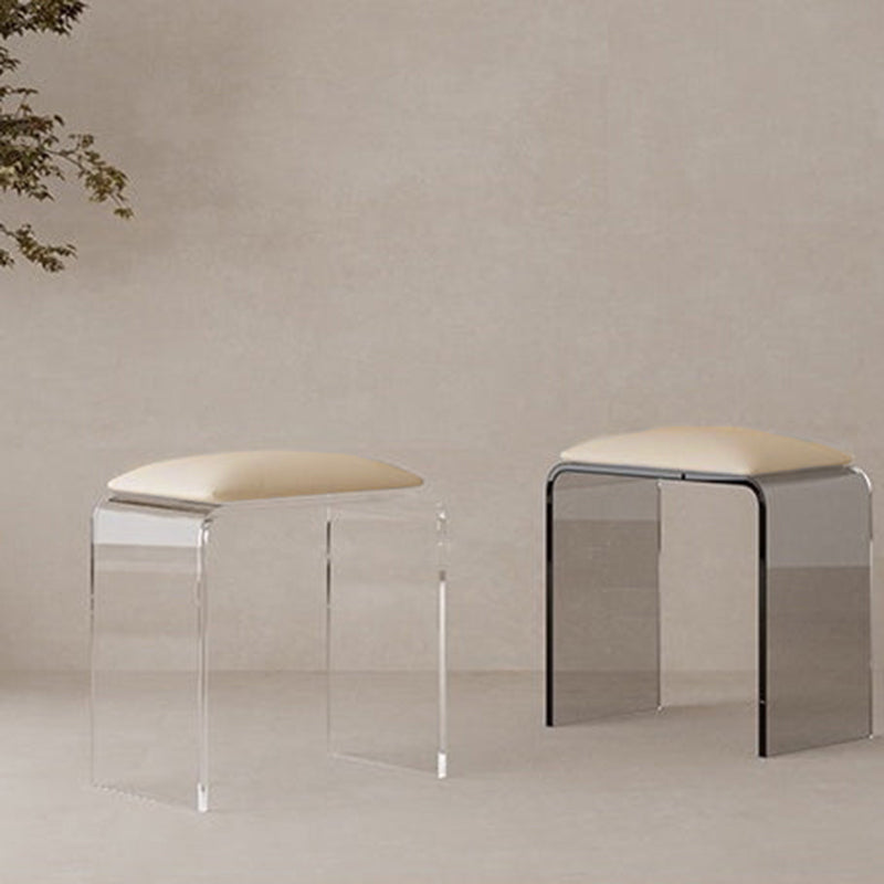 Tabouret de coiffeuse rectangulaire minimaliste moderne en acrylique et simili cuir pour chambre 