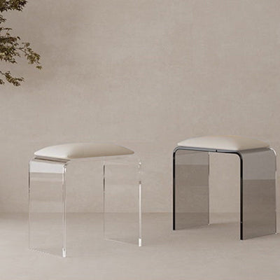 Tabouret de coiffeuse rectangulaire minimaliste moderne en acrylique et simili cuir pour chambre 