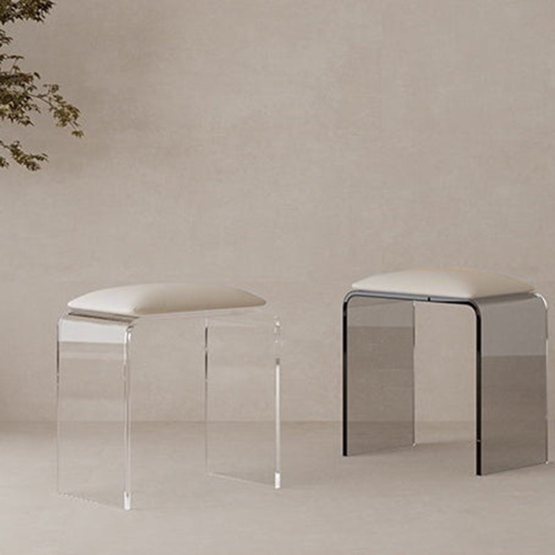 Tabouret de coiffeuse rectangulaire minimaliste moderne en acrylique et simili cuir pour chambre 