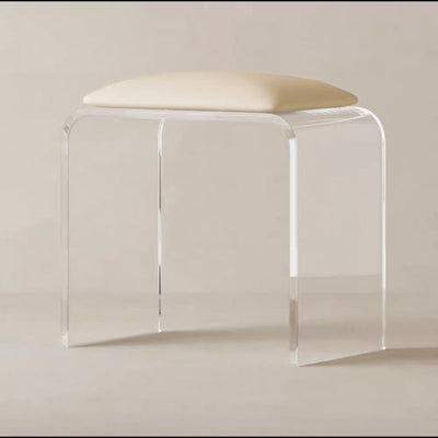 Tabouret de coiffeuse rectangulaire minimaliste moderne en acrylique et simili cuir pour chambre 