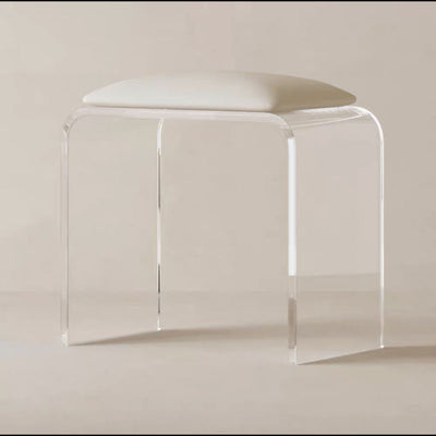 Tabouret de coiffeuse rectangulaire minimaliste moderne en acrylique et simili cuir pour chambre 