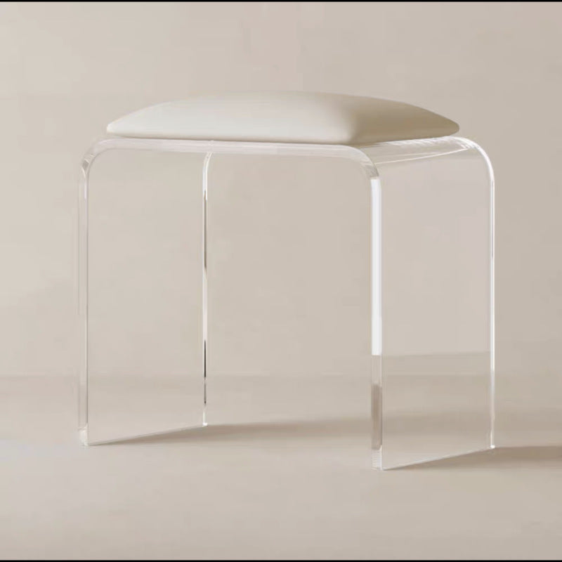 Tabouret de coiffeuse rectangulaire minimaliste moderne en acrylique et simili cuir pour chambre 