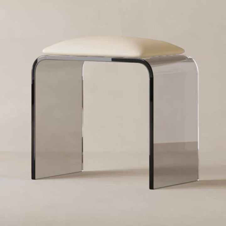 Modern Minimalist Rectangular Acrylic Faux Leather Vanity Stool For Bedroom