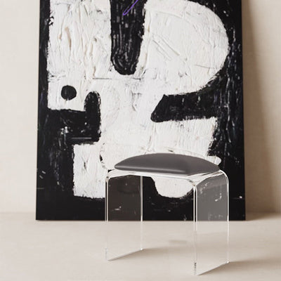 Tabouret de coiffeuse rectangulaire minimaliste moderne en acrylique et simili cuir pour chambre 