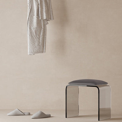 Tabouret de coiffeuse rectangulaire minimaliste moderne en acrylique et simili cuir pour chambre 
