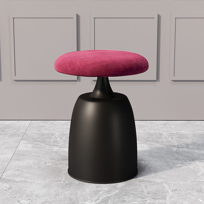 Tabouret de coiffeuse moderne minimaliste rond en tissu et métal pour chambre 