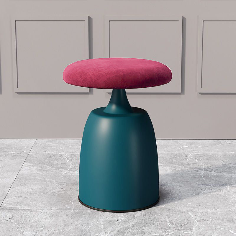 Tabouret de coiffeuse moderne minimaliste rond en tissu et métal pour chambre 