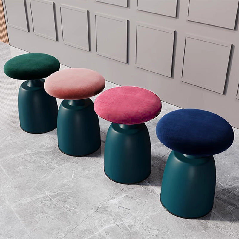 Tabouret de coiffeuse moderne minimaliste rond en tissu et métal pour chambre 
