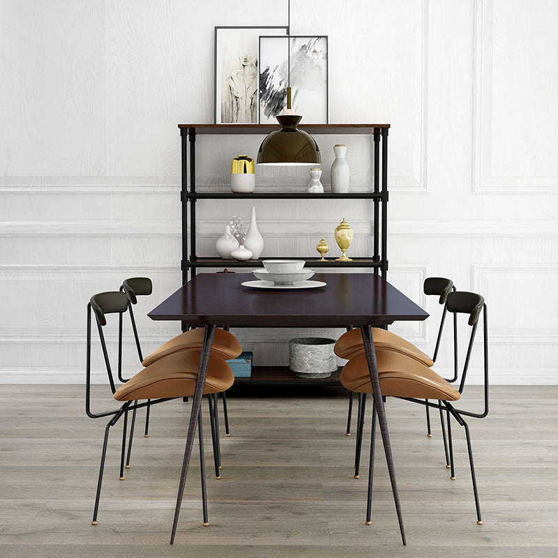 Contemporary Nordic Irregular Round Upholstered Iron PU Leather Plywood Dining Chair Backrest For Dining Room