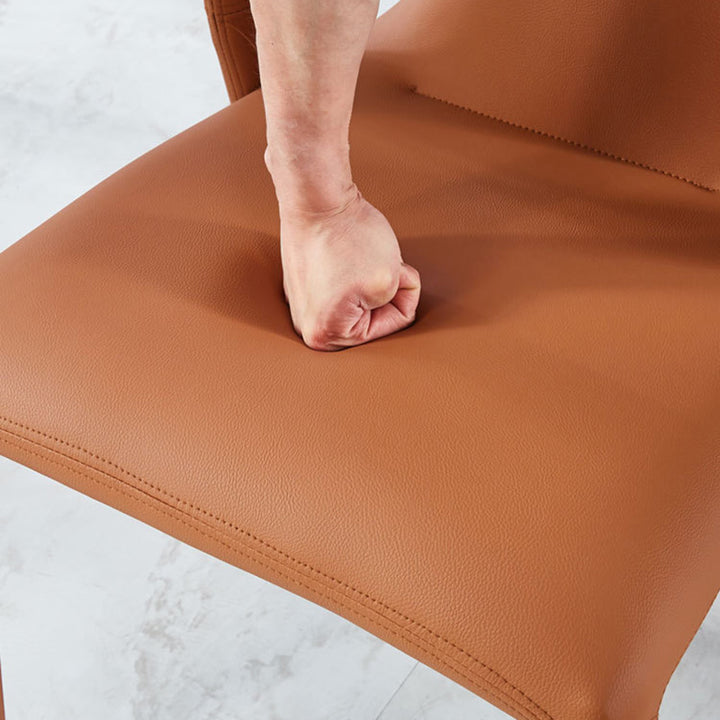Moderner minimalistischer quadratischer gepolsterter Kunstleder-Kohlenstoffstahl-Esszimmerstuhl mit Rückenlehne für das Esszimmer 