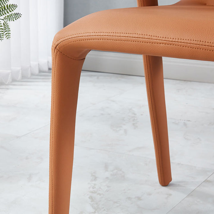 Moderner minimalistischer quadratischer gepolsterter Kunstleder-Kohlenstoffstahl-Esszimmerstuhl mit Rückenlehne für das Esszimmer 