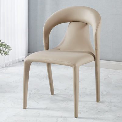 Moderna silla de comedor minimalista cuadrada tapizada en cuero artificial con respaldo de acero al carbono para comedor 