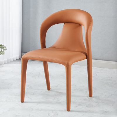 Moderna silla de comedor minimalista cuadrada tapizada en cuero artificial con respaldo de acero al carbono para comedor 