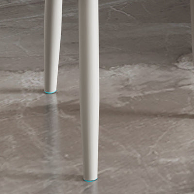 Silla de comedor de acero al carbono con respaldo tapizado en cuero artificial rectangular cuadrado nórdico contemporáneo para comedor 