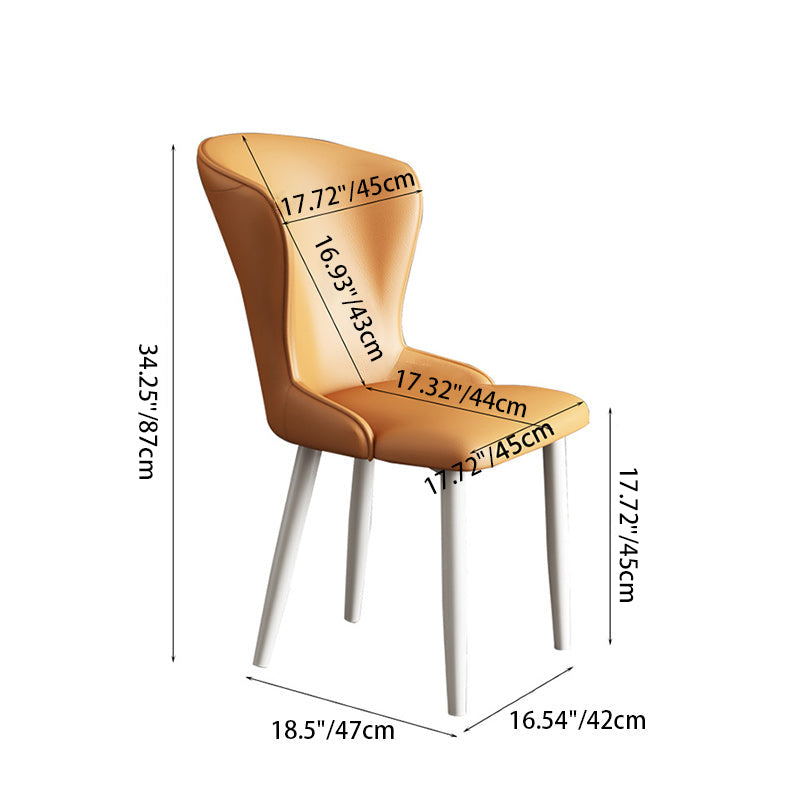 Silla de comedor de acero al carbono con respaldo tapizado en cuero artificial rectangular cuadrado nórdico contemporáneo para comedor 