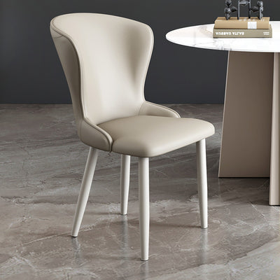 Silla de comedor de acero al carbono con respaldo tapizado en cuero artificial rectangular cuadrado nórdico contemporáneo para comedor 