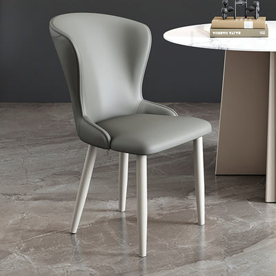Silla de comedor de acero al carbono con respaldo tapizado en cuero artificial rectangular cuadrado nórdico contemporáneo para comedor 