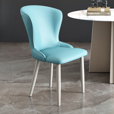 Silla de comedor de acero al carbono con respaldo tapizado en cuero artificial rectangular cuadrado nórdico contemporáneo para comedor 