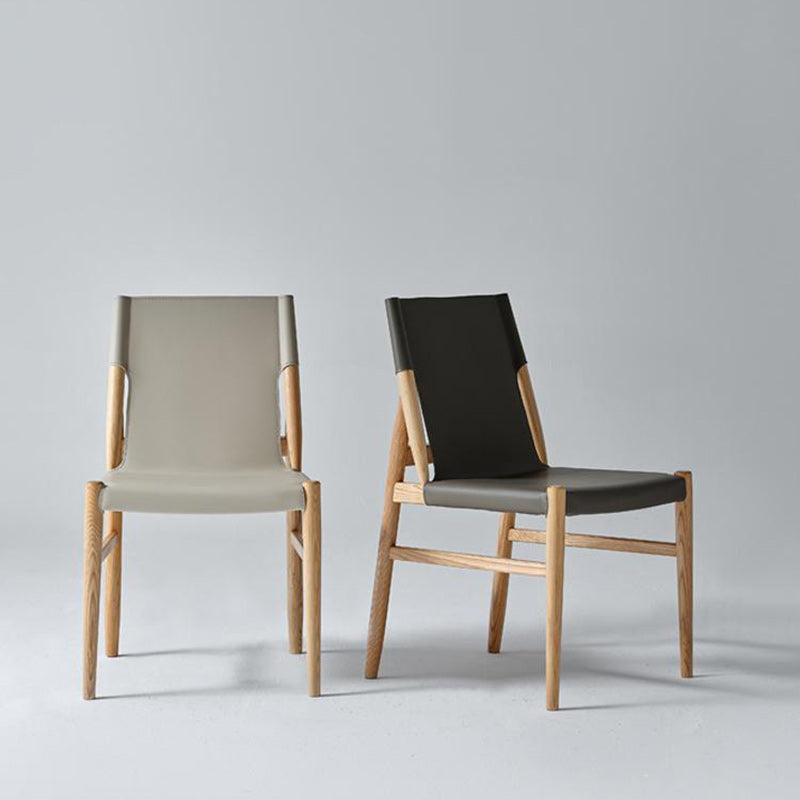 Moderna Minimalista Rectangular Cuadrada Marco de Madera Silla de Comedor de Cuero de Silla Respaldo Para Comedor 