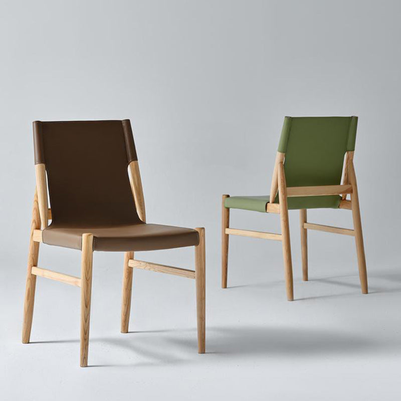 Moderna Minimalista Rectangular Cuadrada Marco de Madera Silla de Comedor de Cuero de Silla Respaldo Para Comedor 