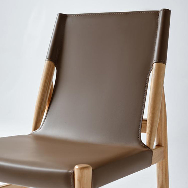 Moderna Minimalista Rectangular Cuadrada Marco de Madera Silla de Comedor de Cuero de Silla Respaldo Para Comedor 