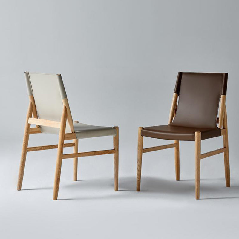 Moderna Minimalista Rectangular Cuadrada Marco de Madera Silla de Comedor de Cuero de Silla Respaldo Para Comedor 