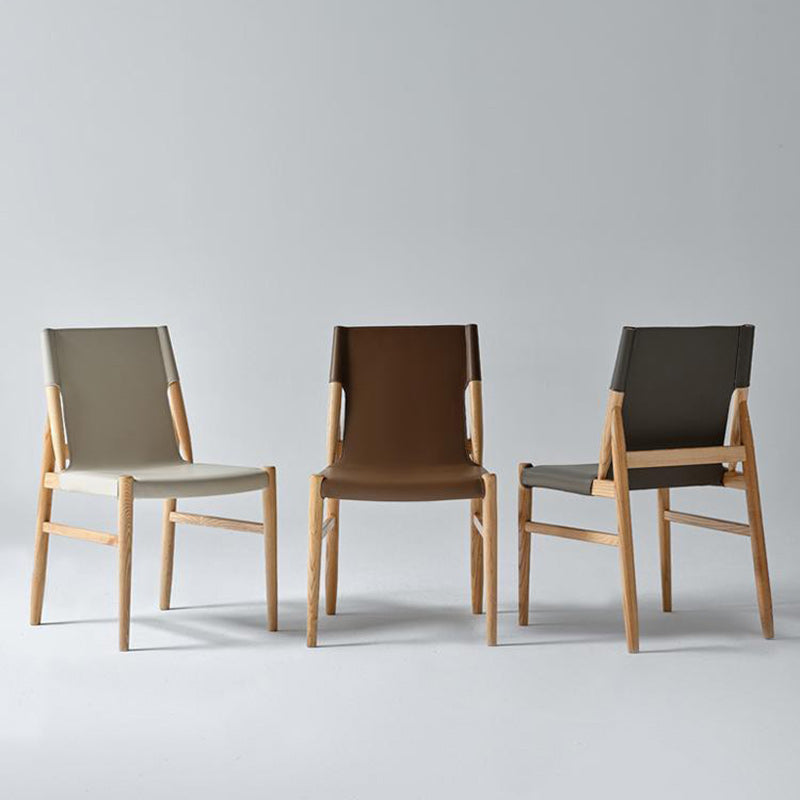 Moderna Minimalista Rectangular Cuadrada Marco de Madera Silla de Comedor de Cuero de Silla Respaldo Para Comedor 