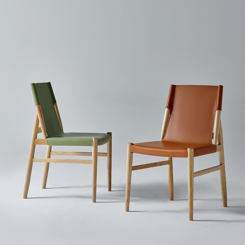 Moderna Minimalista Rectangular Cuadrada Marco de Madera Silla de Comedor de Cuero de Silla Respaldo Para Comedor 