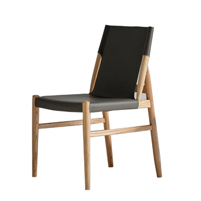 Moderna Minimalista Rectangular Cuadrada Marco de Madera Silla de Comedor de Cuero de Silla Respaldo Para Comedor 